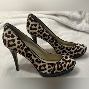 MICHAEL Michael Kors MK Flex Mid Pump Calf Hair Leopard Print Platform Size 11